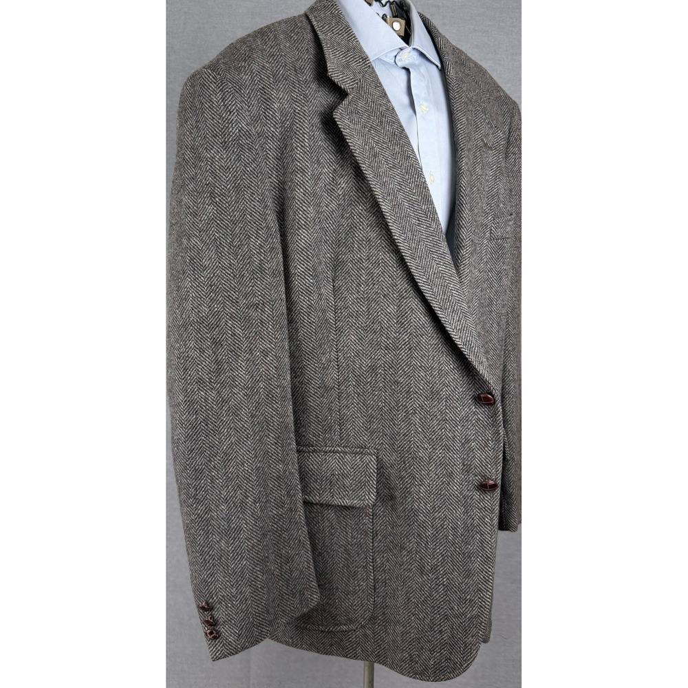 Boston Trader Mens 44R Grey Herringbone Wool Tweed Blazer Sport Coat Jacket
